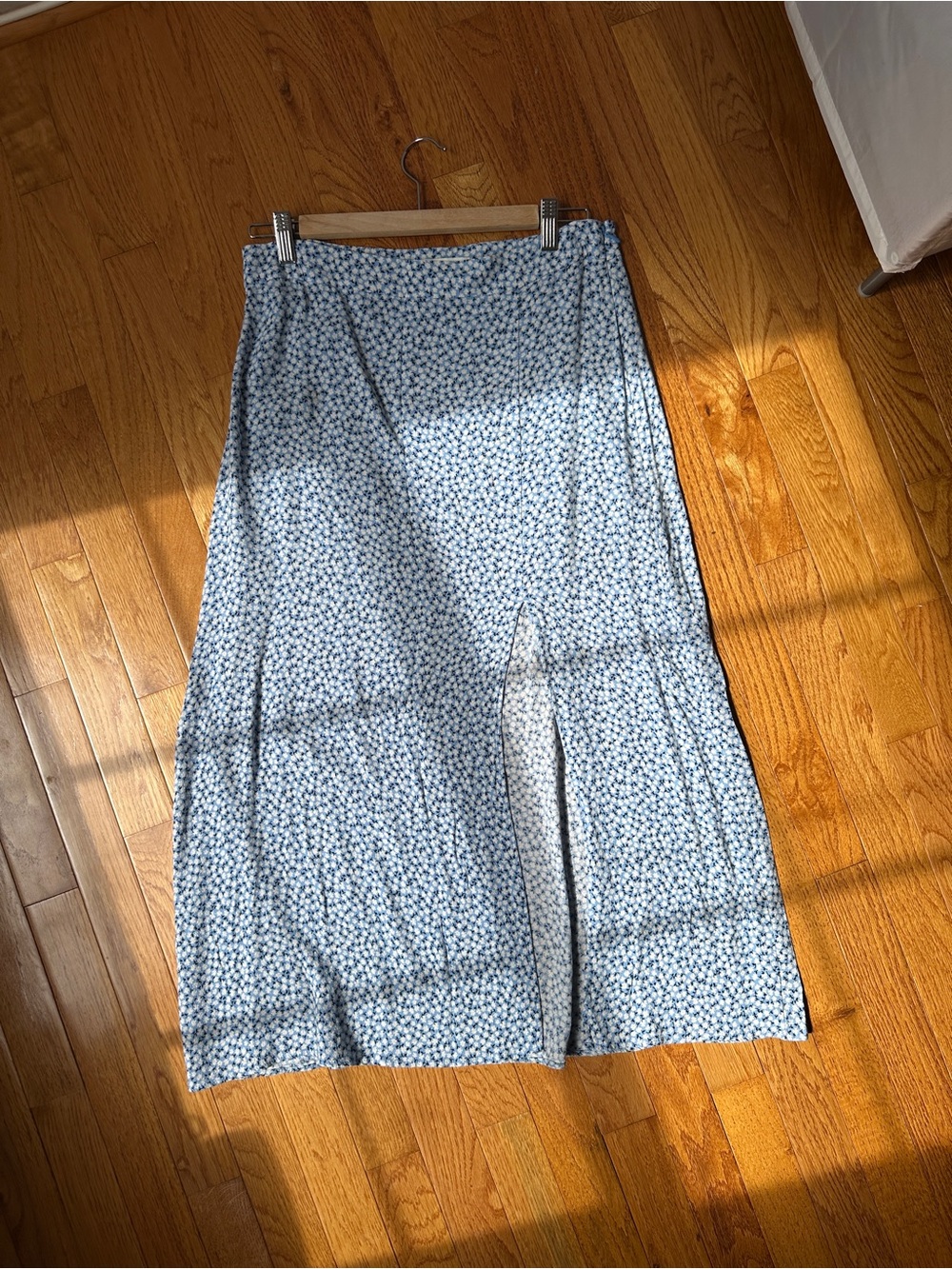 H&M Light Blue Floral Midi Skirt
